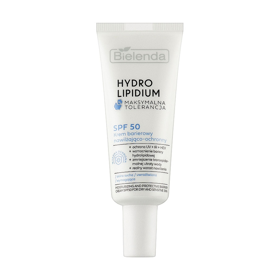 Зволожувальний та захисний бар'єрний крем для обличчя Bielenda Hydro Lipidium Barrier Cream SPF 50, 30 мл